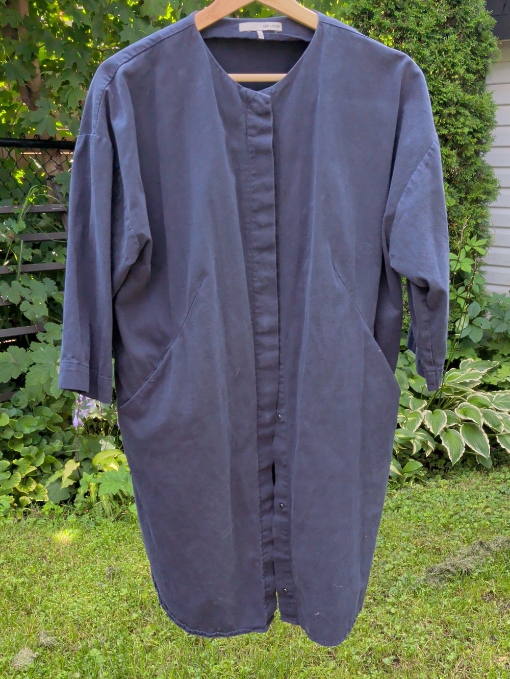 OAK + FORT Black Oversized Button-Front Light Jacket M